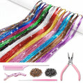 Hair Tinsel Kit with Tools and Instruction Easy to Use 12 Colors 2400 Strands 48 Inches Tinsel Hair Extensions for Women and Girls, Glitter Sparkling Shinny Fairy Hair Accessories for Party