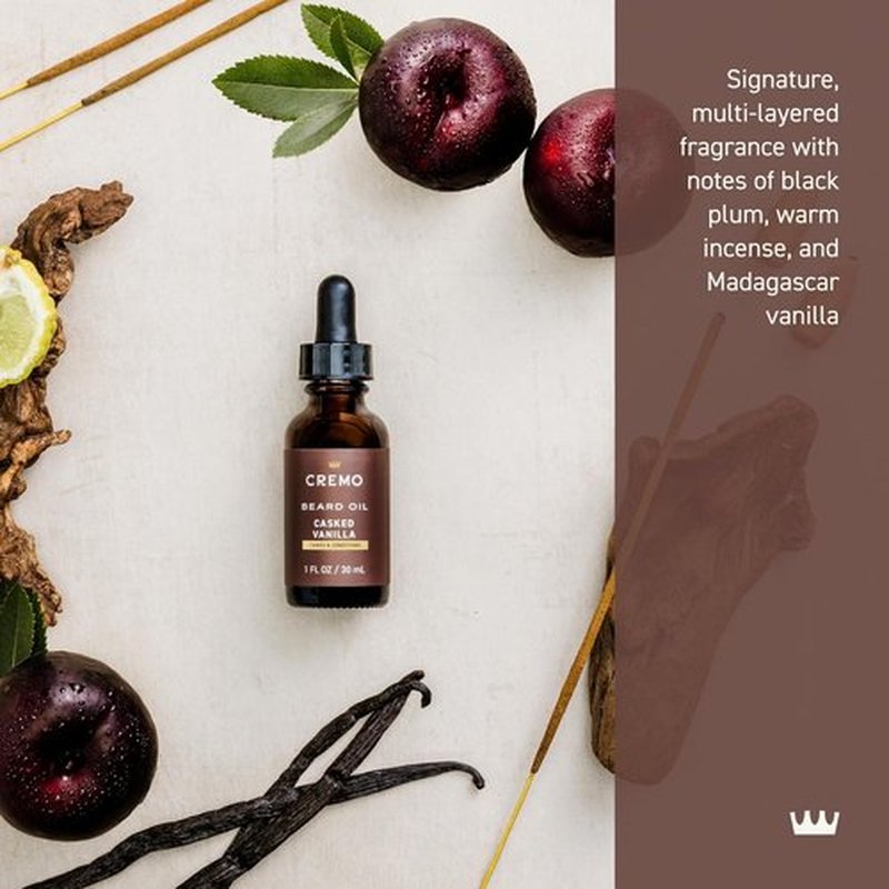 Cremo Beard Oil - Revitalizing Casked Vanilla | 1 fl oz - Restore Moisture & Soften Beard