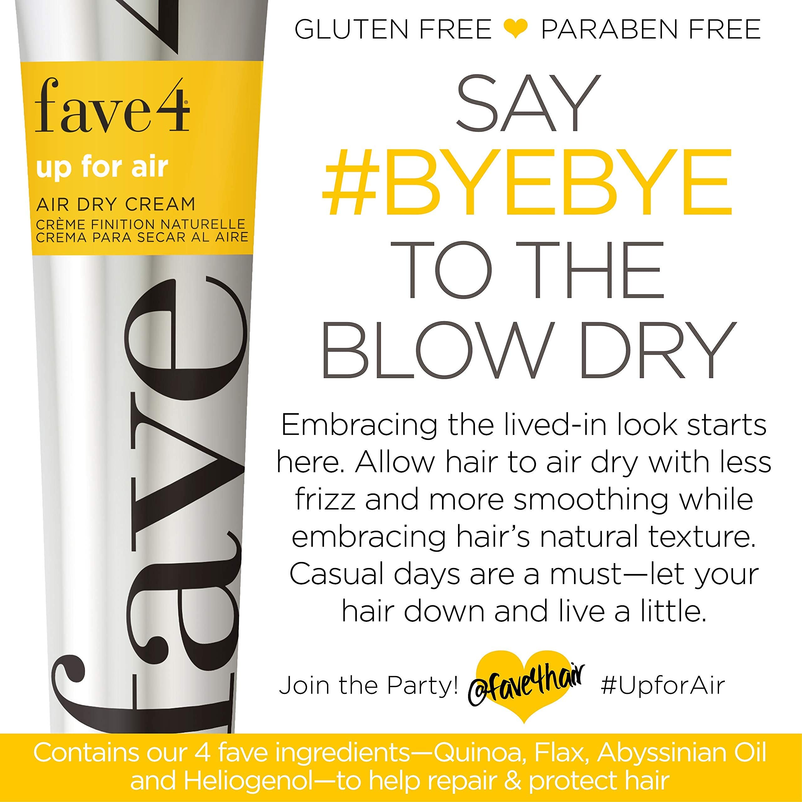 fave4 hair Up for Air Styling Cream, Air Dry Cream for Heat Free Styling & Smoothing, 5.5 fl oz