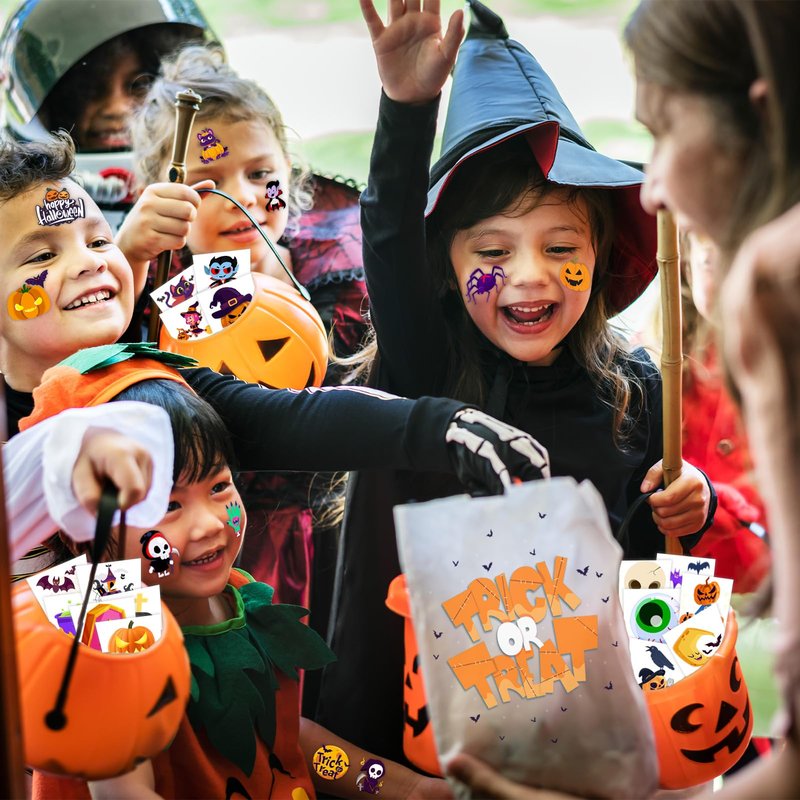 winthrop 240 Pcs Luminous Halloween Temporary Tattoos for Kids, Individually Wrapped Glow In the Dark Waterproof Safety Tattoos,Trick or Treat, Best Choice for Halloween Candy Bag, 60 Designs