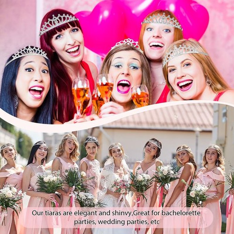 Remuuly 12 Pcs Princess Tiara for Women Silver Queen Tiara Rhinestone Hair Accessories, Princess Headbands Bulk for Bridal Wedding Birthday Prom Christmas Party, with Comb(Classic)