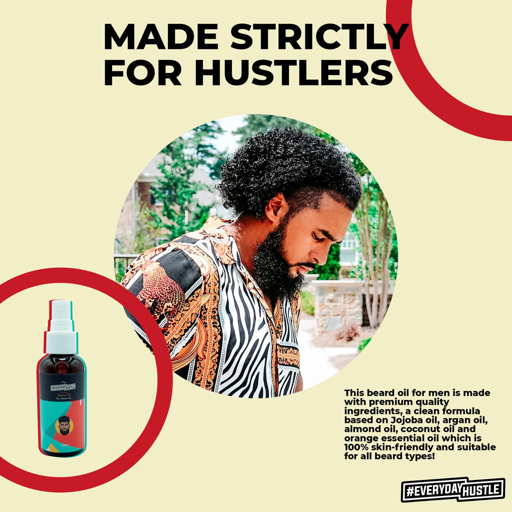 #EverydayHustle Beard Oil for Black Men by Adam Ali, Lightweight Beard Serum Spray and Natural Beard Oil Hydration, for Soft Facial Hairs and Skin Care, Cloves Scent, 60ml