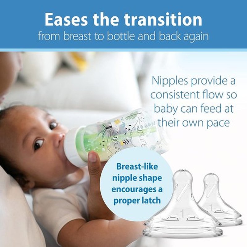 Dr. Brown's Baby Bottle - Anti-Colic Wide-Neck Design with Dino Decos | 9oz, BPA-Free, 2-Pack
