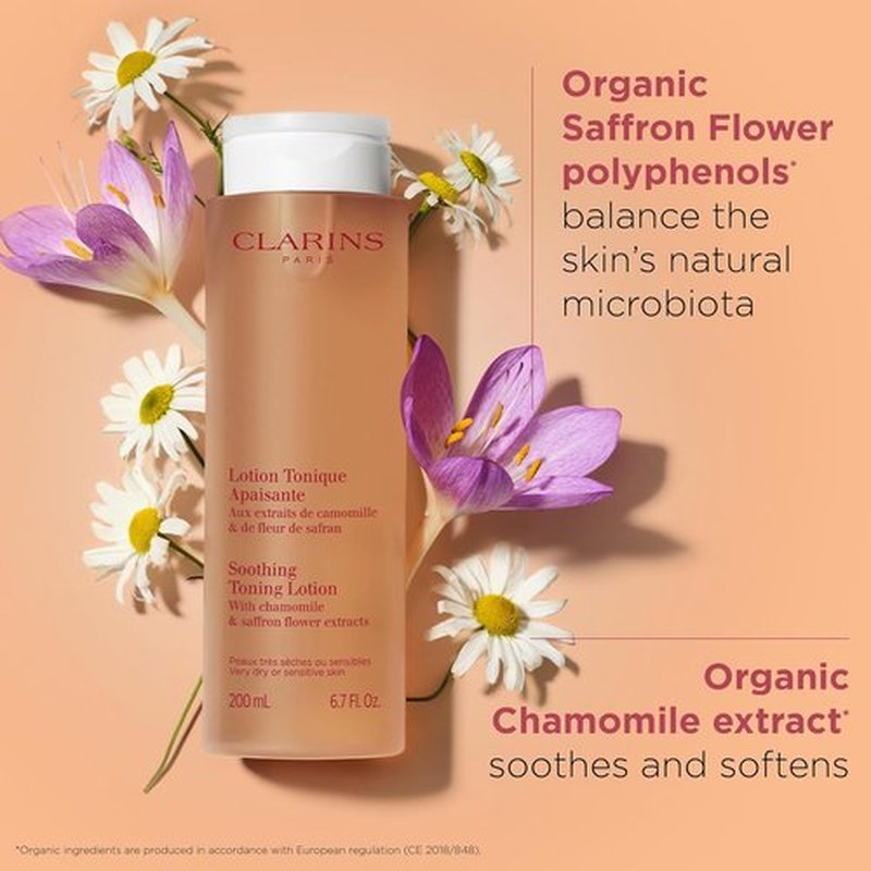 Clarins Soothing Toning Lotion - Hydrate & Balance Skin's Microbiota | Alcohol-Free with Chamomile Extract