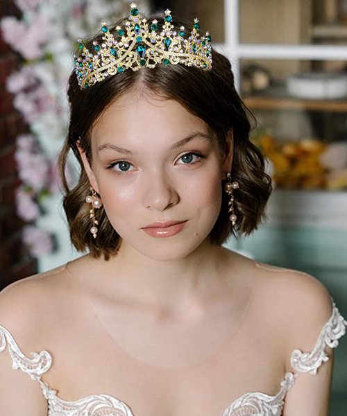 COCIDE Green Tiaras for Women Crown for Women Emerald Quinceanera Dress Headbands for Queen Halloween Cosplay Birthday Pageant Bride Headpieces Hair Accessories