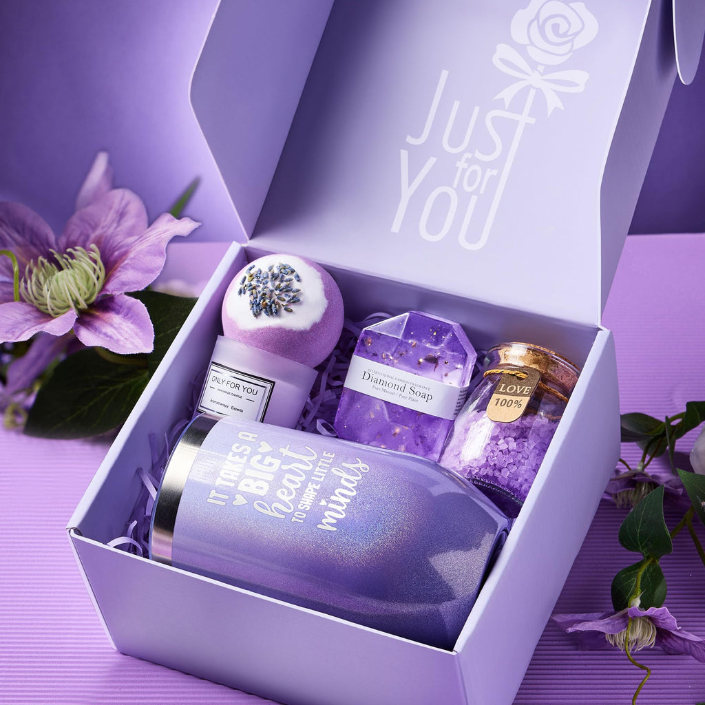Teacher Appreciation Gifts for Women, Thank You Gifts for Women Teachers, Christmas Thanksgiving Gift for woman Teacher, Back to School Gift - Unique Lavender Spa Basket Set
