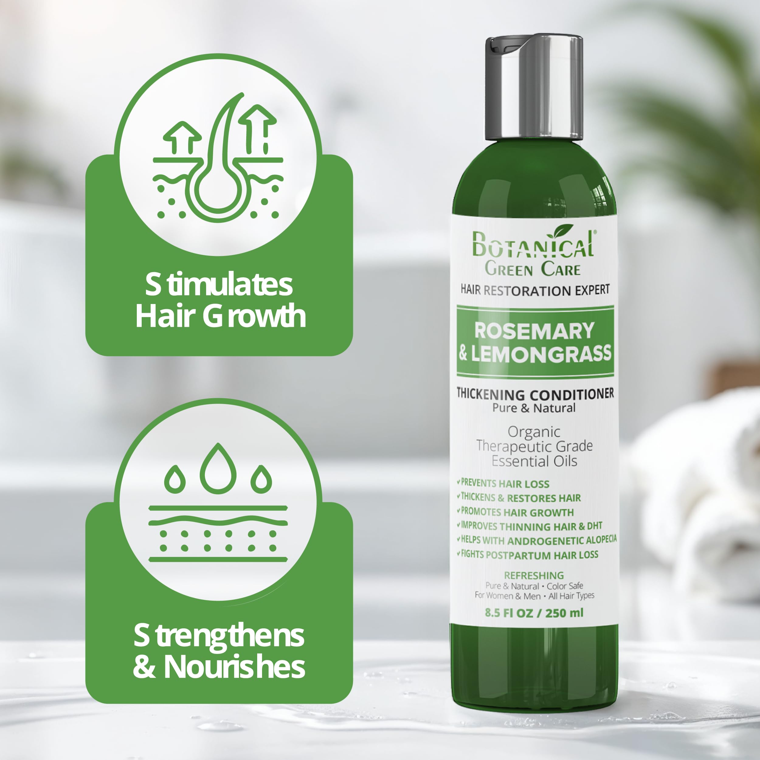 Rosemary & Lemongrass Conditioner for Thinning Hair, Thickening Product for Women and Men, Hair Growth
