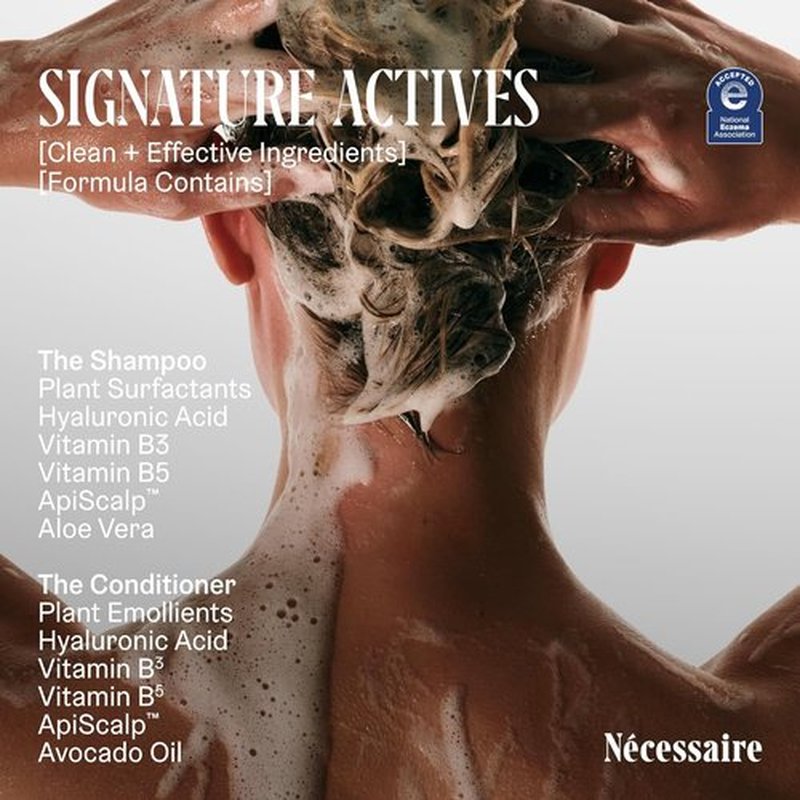 Nécessaire The Hair Duo - Fragrance-Free Shampoo & Conditioner Set | Full-Size with Hyaluronic Acid & Vitamin B Complex