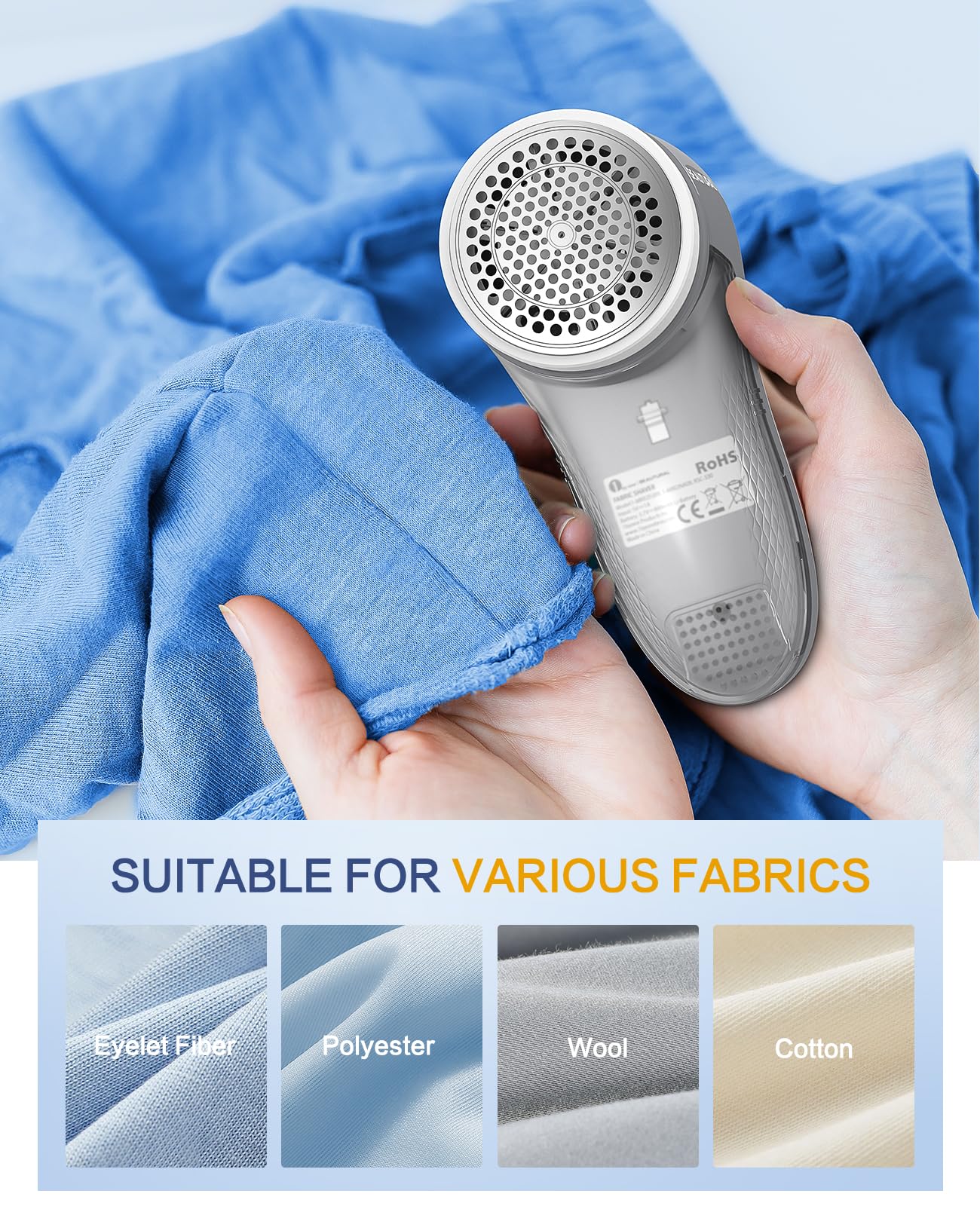 BEAUTURAL Fabric Shaver, Rechargeable Lint Remover for Clothes, Electric Lint Shaver with 6-Leaf Blades, Sweater Shavers to Fuzz, Lint Balls, Pillings, Bobbles for Clothes and Furniture