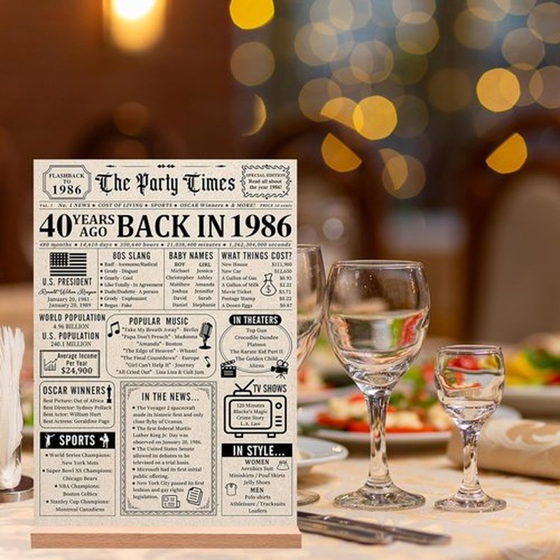Trgowaul 40th Birthday Decorations - Vintage 1986 Acrylic Table Sign with Stand | Perfect Gift for Men