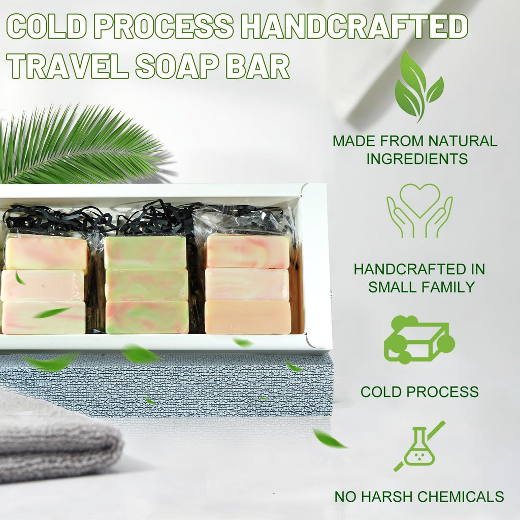 MR.A 23pcs Handmade Travel Soap, Mini Olive Hand Soap Individually Wrapped, Body Bath Gentle Bars Men Women, Travel Size Toiletries for Homeless and Hotel, Essentials Wash for Guest Bathroom