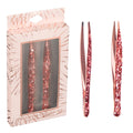 2pc Rose Gold Glitter Tweezer Set - Pointed & Slanted Precision Tweezers