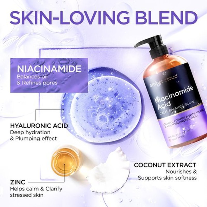 Niacinamide Serum for Face 10% with Zinc 1% Vitamin B3 Anti-Aging, Advanced Skin Care for Even Tone, Texture and Hydrating Cruelty Free 8 Oz