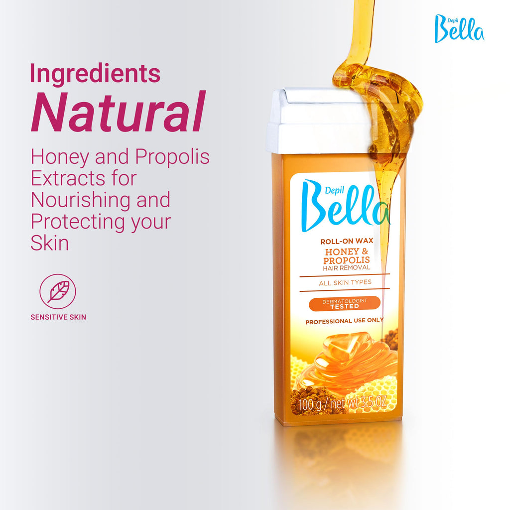 DEPIL BELLA Wax Kit for Hair Removal, All-in-One Wax Roller with Honey and Propolis, Suitable for All Body Parts, Long-lasting Results, Dermatologist Tested, Unisex, Sensitive Skin