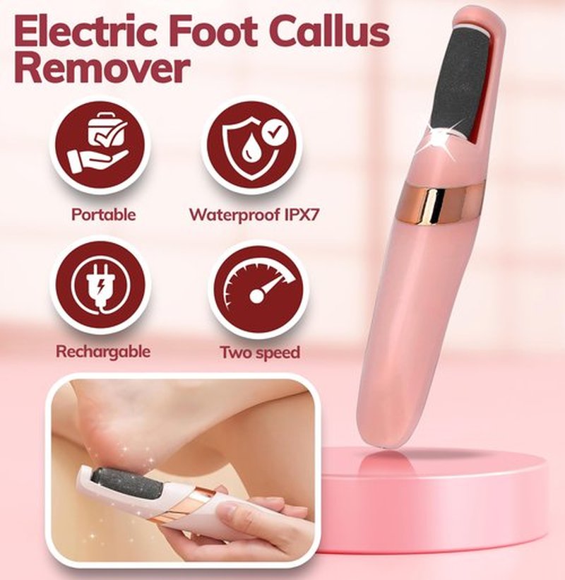 Electric Callus Removers for Feet, Rechargeable Electric Foot Callus Remover Pedicure, Removes Dry Skin for Smoother Feet, Foot Care for Dead Skin Ideal Gift (Silver)