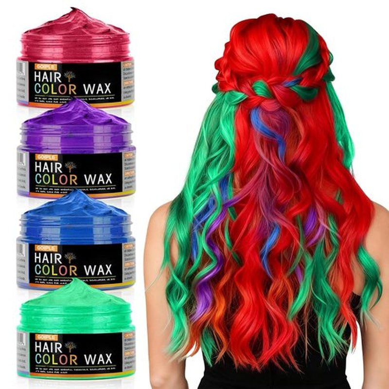 Skiennix Temporary Hair Color Wax - DIY Washable Instant Hair Dye for All Ages | 4 Colors (Blue, Purple, Red, Green)
