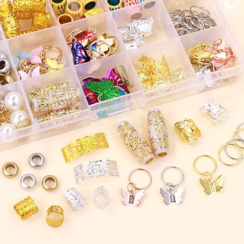 NAISKA 185Pcs Gold Butterfly Hair Jewelry for Braids Various Butterflies Hair Charms Locs Dreadlock Accessories Hair Decoration Metal Hair Cuffs Hair Rings Jewelry for Women