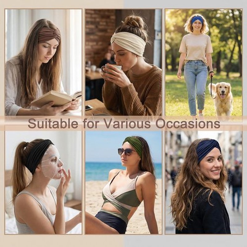 Sefiinh Wide Headbands For Women Headband Twist Head Bands Women's Hair Band Stretchy Turban Styling Accessories 8 Pack
