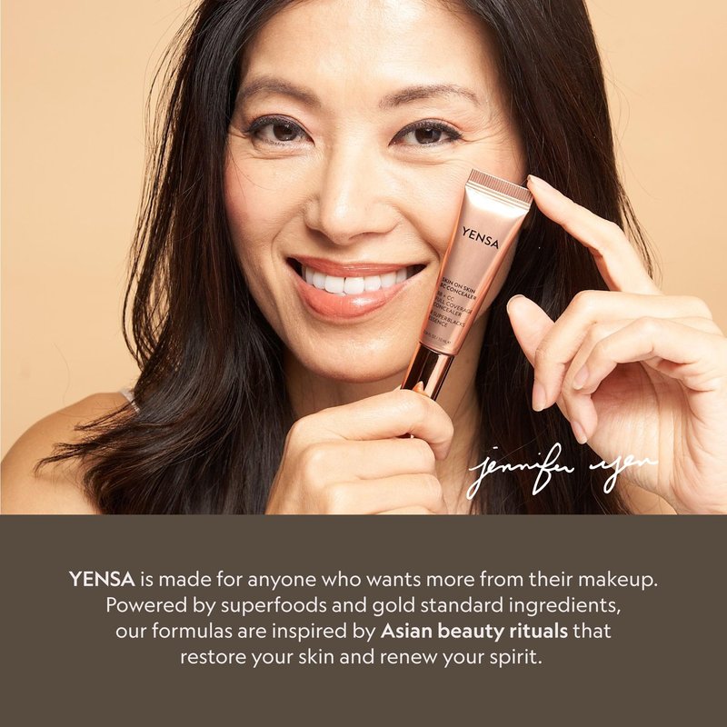 YENSA Skin on Skin BC Foundation Makeup - CC Cream, BB Cream & Full Coverage Foundation-In-One - Buildable, Radiant Finish with SPF 40, Hyaluronic Acid, Peptides & 8 SuperBlacks - Medium Warm (1 oz)