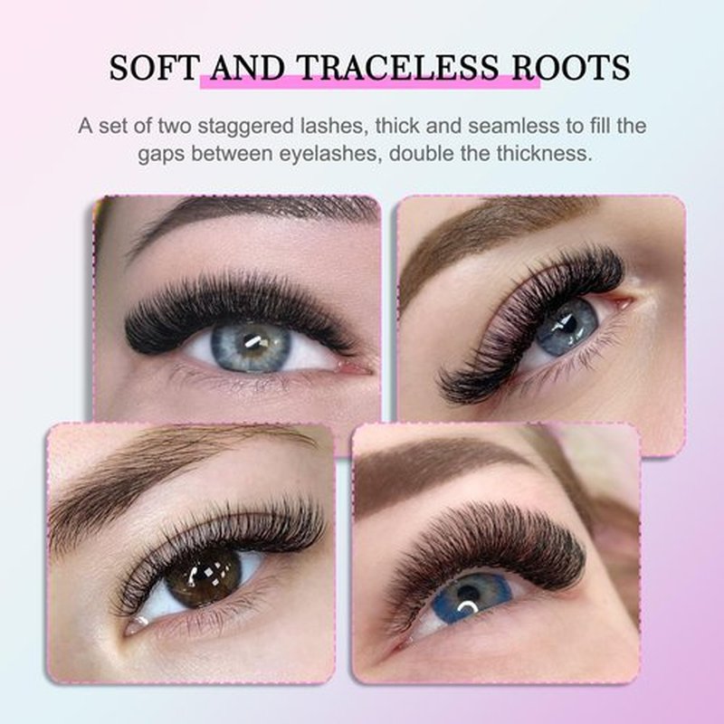 CoMango Y Eyelash Extensions 2D Fans Premade lash Fans 0.07mm 2D Y Lashes C/D Curl Lashes 8-15mm Mixed Tray Soft Fluffy Volume Lash Fans Natural Look Individual Eyelashes(Black,1DYY-0.07-D-8-15MM)