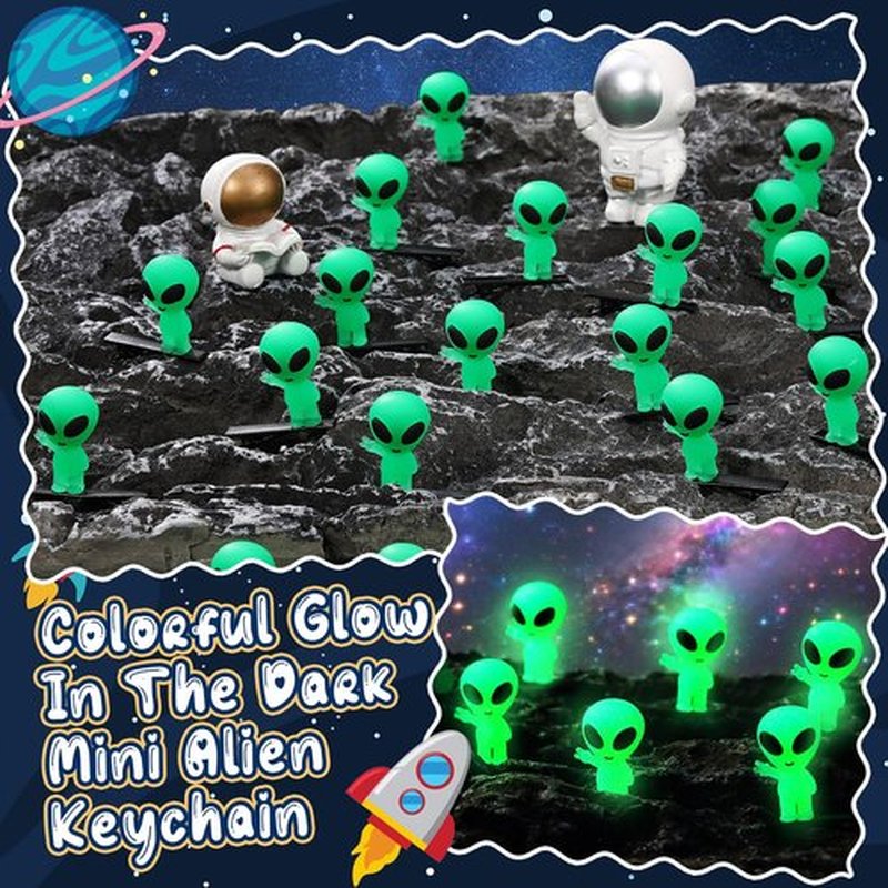 Luinabio 30 Pcs Mini Alien Glow in the Dark Hair Clips Alien Hairpins for Space Theme Party Funny Hair Clips Halloween Accessories for Rave Music Festival