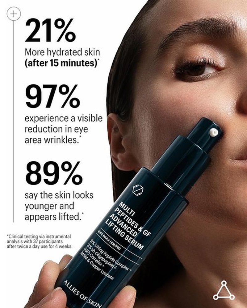 Allies of Skin Multi Peptides Face Serum - Collagen Boosting Anti-Aging Complex with 9% Peptides | Firms Skin & Reduces Wrinkles (1 oz)