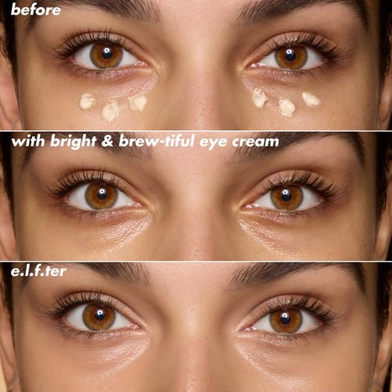 e.l.f. SKIN Bright + Brew-tiful Eye Cream, Helps Brighten Appearance Of Undereye Dark Circles & Repair Puffiness, Vegan & Cruelty-Free