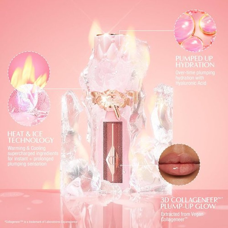 Charlotte Tilbury Big Lip Plumpgasm Lip Gloss - Hydrating Plumper with Hyaluronic Acid & Heat + Ice Technology - Ideal Gift Set