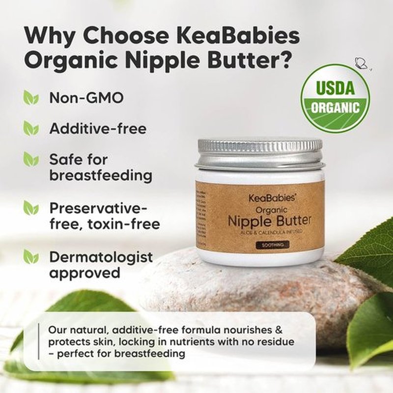 Skiennix Organic Nipple Butter | Natural Relief for Cracked Sore Nipples - 2oz Soothing Cream for Breastfeeding