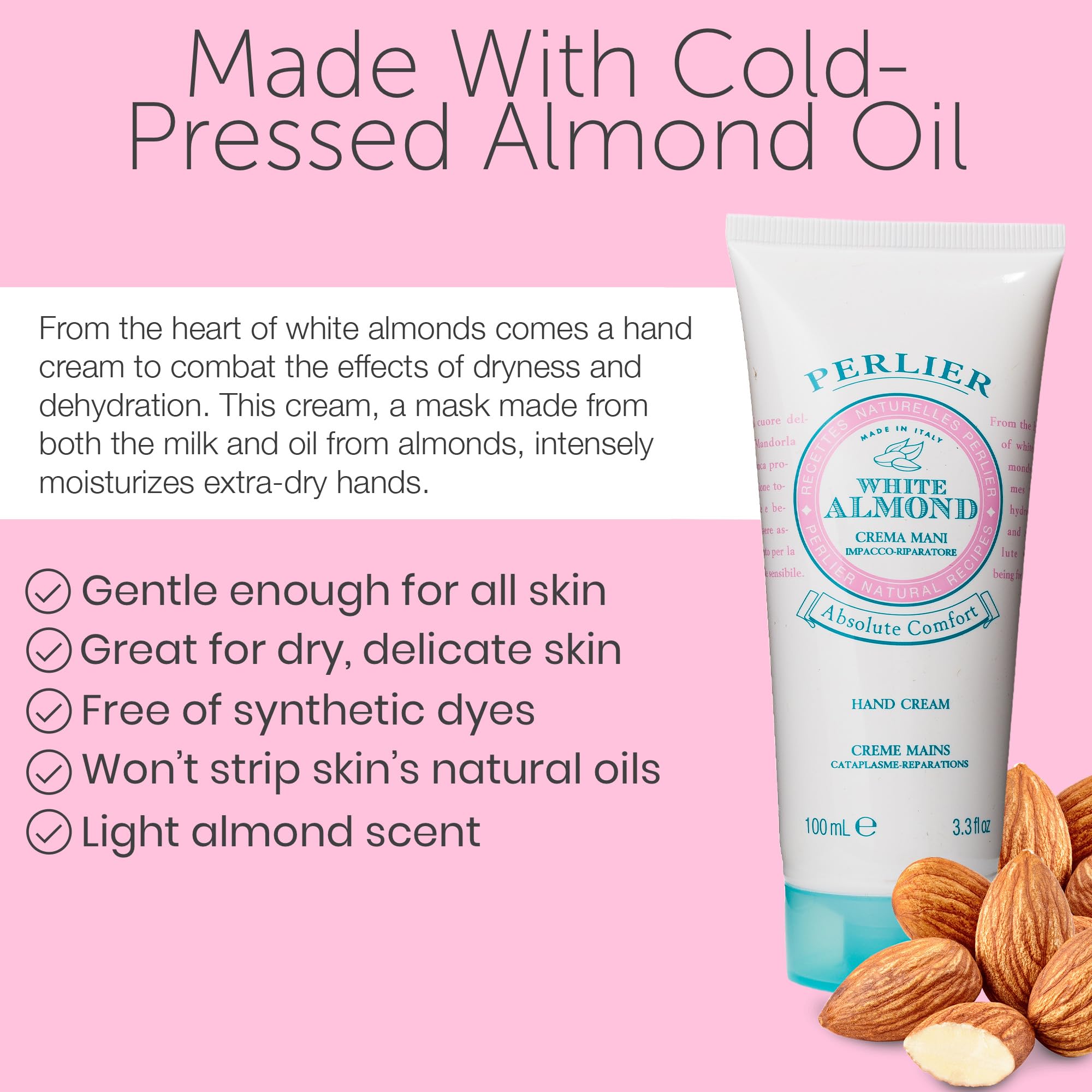 Perlier Absolute Comfort White Almond Hand Cream, 3.3 oz