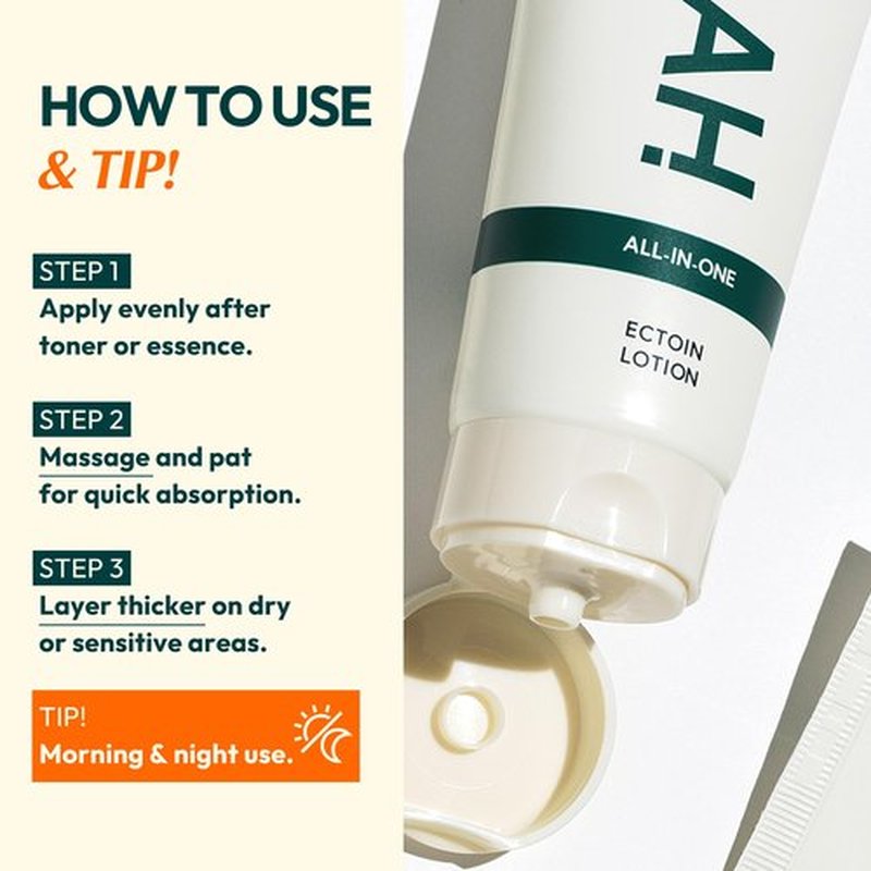 HYAAH All-in-one Ectoin Lotion - Korean Face Moisturizer with Ectoin, Squalane and Ceramide - Hydrating, Pore Care, Barrier Strengthening - Gentle on All Skin Types, 3.38 fl.oz.
