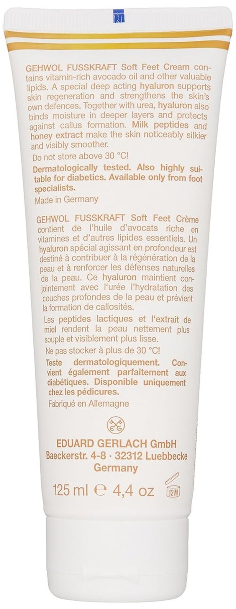 GEHWOL Soft Feet Cream - Nourishing Foot Care for Soft Skin | 4.4 Ounce Tube