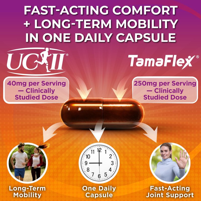 Joint Support Supplement with UC-II® & TamaFlex® – Undenatured Type II Collagen, Turmeric & Tamarind for Joint Health, Flexibility & Mobility – Natural Cartilage Support – Glucosamine-Free Capsules