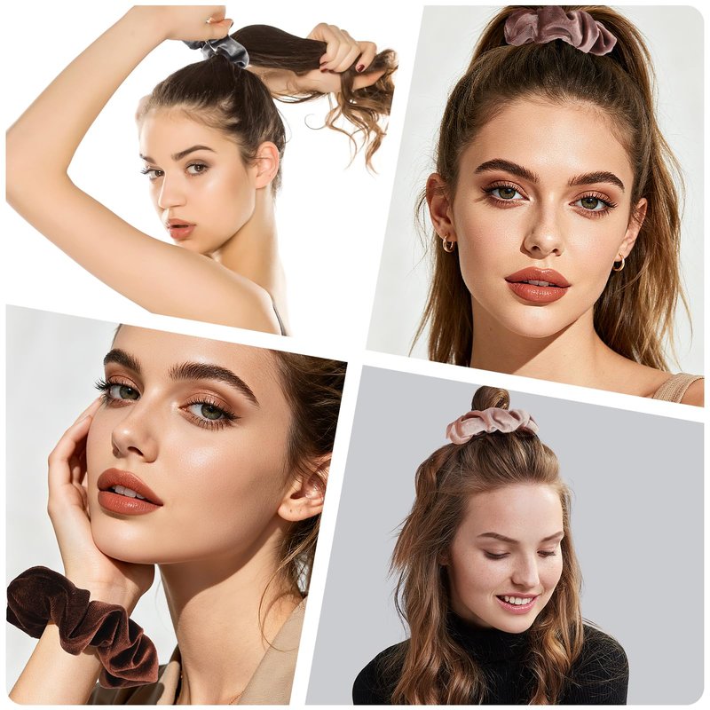 Whaline 12 Pack Hair Scrunchies Velvet Scrunchy Elastic Hair Bands for Women Hair Accessories (6 Coco Colors)