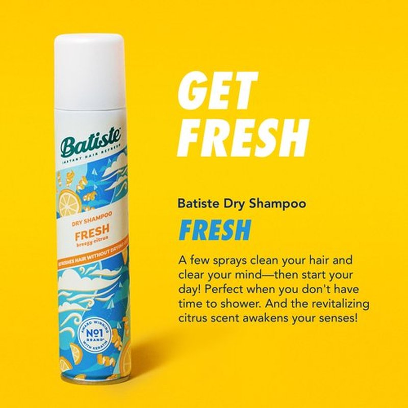 Batiste Dry Shampoo, Fresh Fragrance, Refresh Hair and Absorb Oil Between Washes, Waterless Shampoo for Added Hair Texture and Body, 5.71 oz