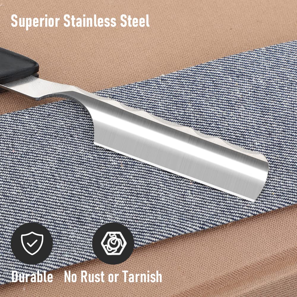 Straight Razor With Strope - Professional Straight Edge Barber Premium Stainless Steel Shaver With Shaving Strop for Men Home & Salon Grooming Using (NO.155)