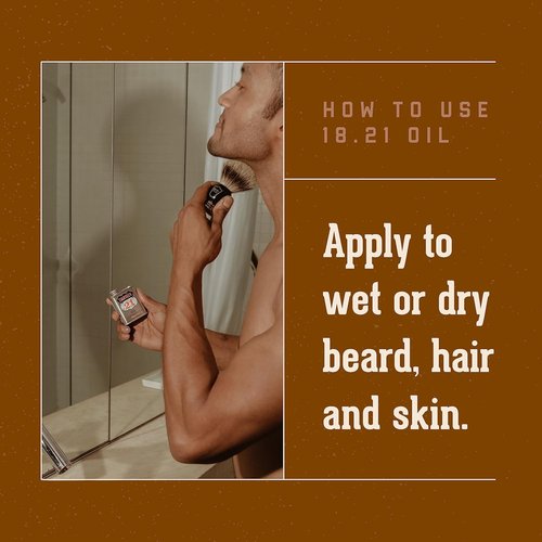 18.21 Man Made Hair, Skin & Beard Oil - Non-Greasy Conditioning Balm with Castor, Jojoba & Argan Oils | Premium Tattoo & Mustache Care