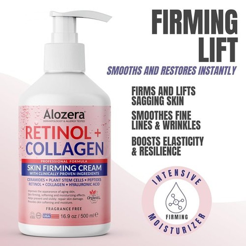 Alozera Retinol Collagen Face & Body Lotion - Non-Greasy, Lightweight Moisturizer for Aging Skin | 16.9 oz