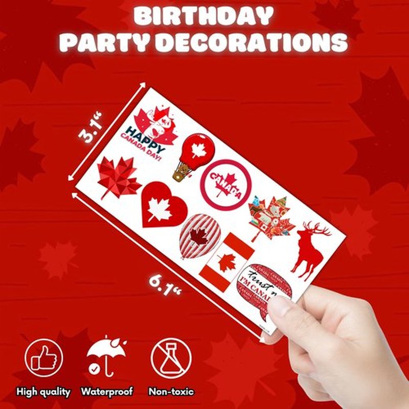 Canada Temporary Tattoos Happy Canada Day Party Decorations Favors Supplies Themed Cute Stickers 10 Sheets 100 PCS Gifts for Baby Girls Boys Class School Carnival