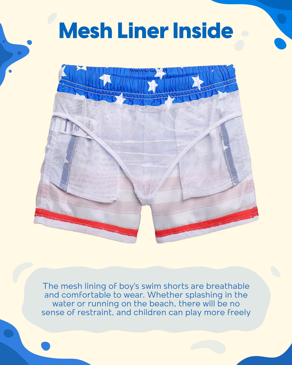 maamgic Boys Swim Trunks Toddler Swim Shorts Little Boys Bathing Suit Swimsuit Toddler Boy Swimwear Flag Blue 5-6 Years