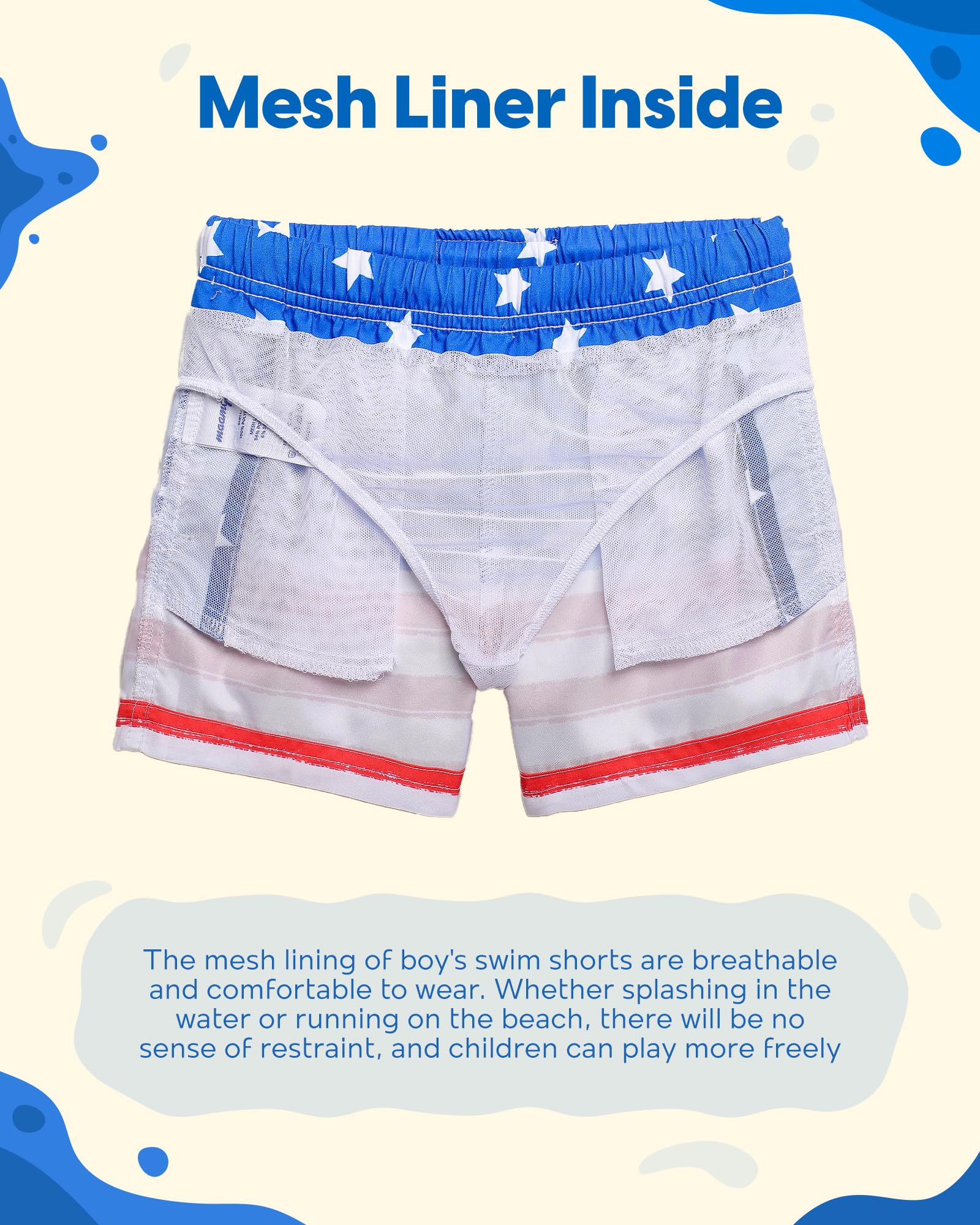 maamgic Boys Swim Trunks Toddler Swim Shorts Little Boys Bathing Suit Swimsuit Toddler Boy Swimwear Flag Blue 5-6 Years