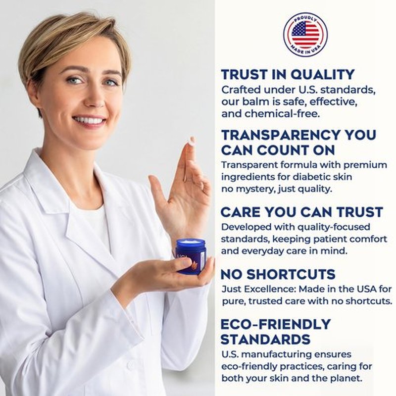 A1C BOLD SKINCARE Diabetic Care Balm - Balm for Diabetics Care with Beeswax & Vitamin E, Diabetic Moisturizer For Dry, Cracked Hands & Feet, Long-Lasting Hydration for Sensitive Skin, 2 oz