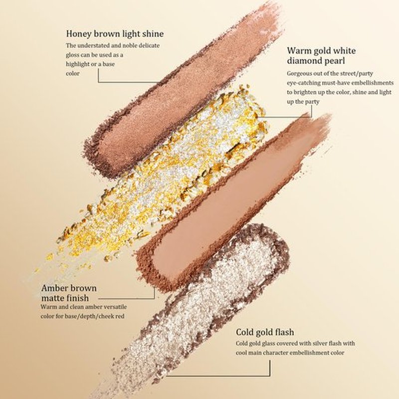 CHEERYEP 16-Color Golden Dune Eyeshadow Palette | Creamy Matte, Shimmer & Marbled Gold Shades | Vegan, Cruelty-Free, Long-Lasting Pigments | Perfect for Everyday Makeup & Desert-Inspired Glam (Nature)