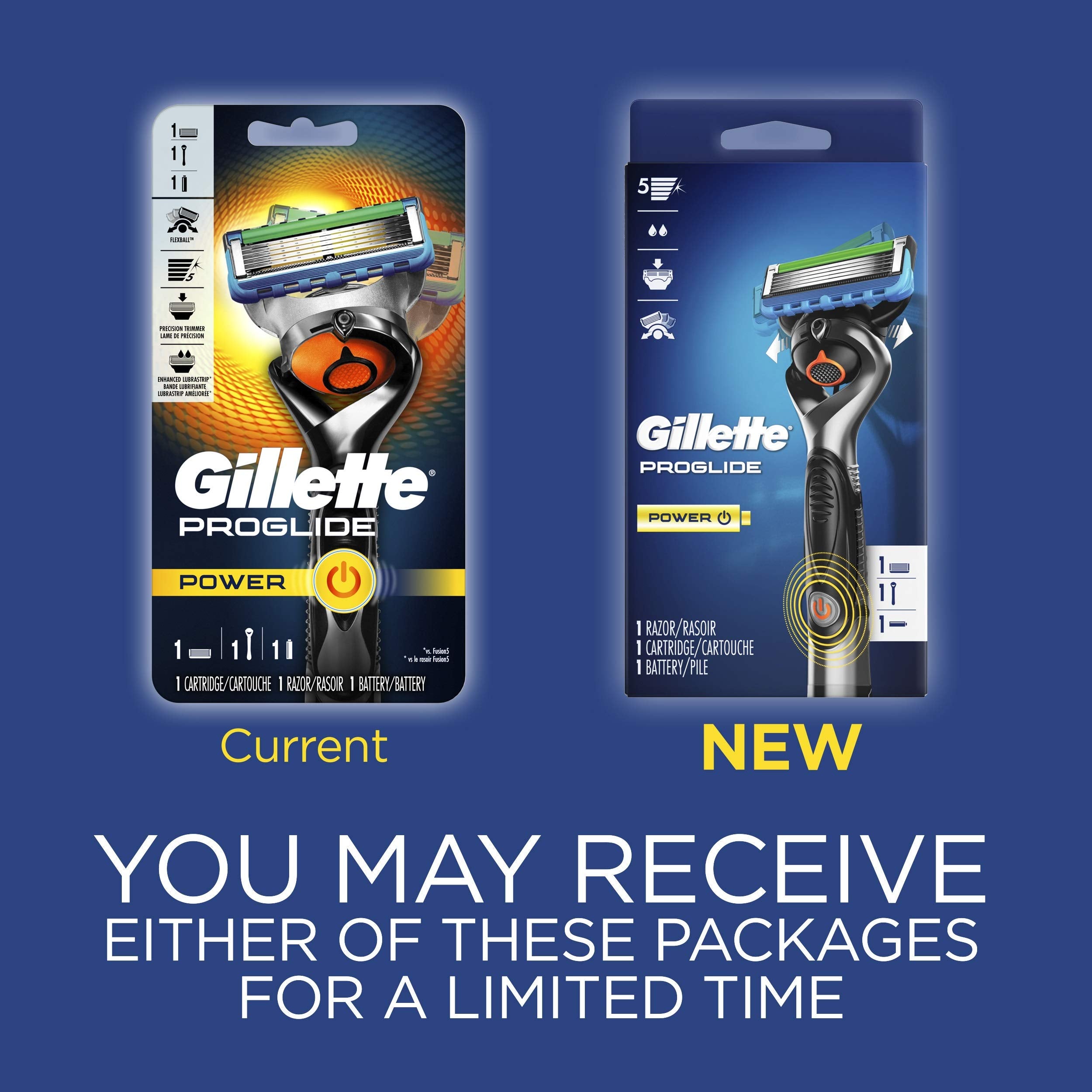 Gillette Fusion5 ProGlide Power Men's Razor, Handle & 1 Blade Refill