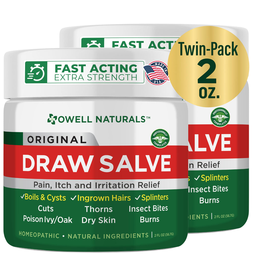 OWELL NATURALS Drawing Salve Ointment for Boil & Cyst Removal, Deep Ingrown Hair, Splinter Remover, Bug Spider Bites, Bee Sting, Mosquito Itching, Poison Ivy, 2 fl Oz (Pack of 2)