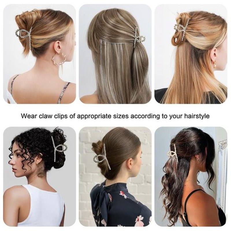 FAELBATY Diamond Hair Claw Clip, Metal Claw Clips for Women, Strong Hold Claw for Heavy Hair, 4.5" & 3" Jaw Clamp, Large Hair Accessories for Long Thick Hair 2 Pcs