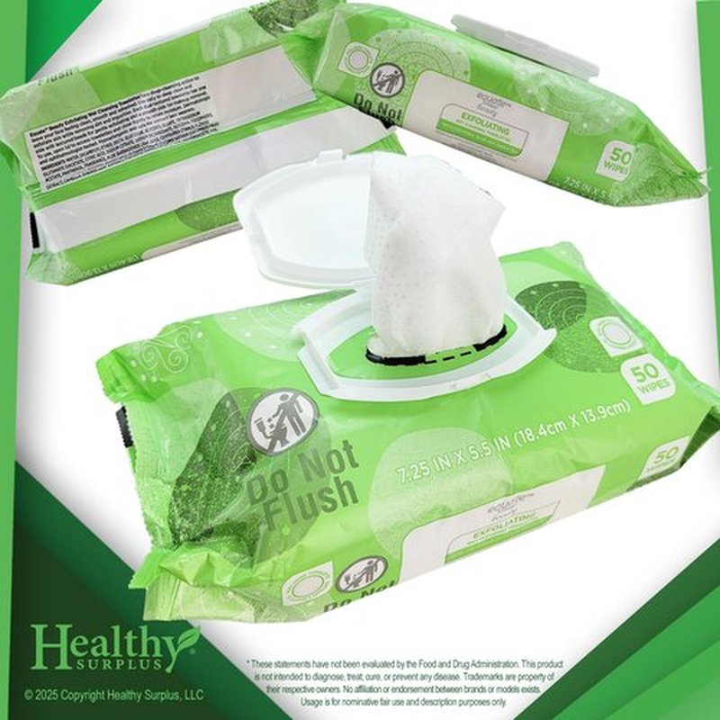 Equate Exfoliating Wet Cleansing Towelettes - 1 Pack of 50 Wipes and Vital Volumes Tips Card