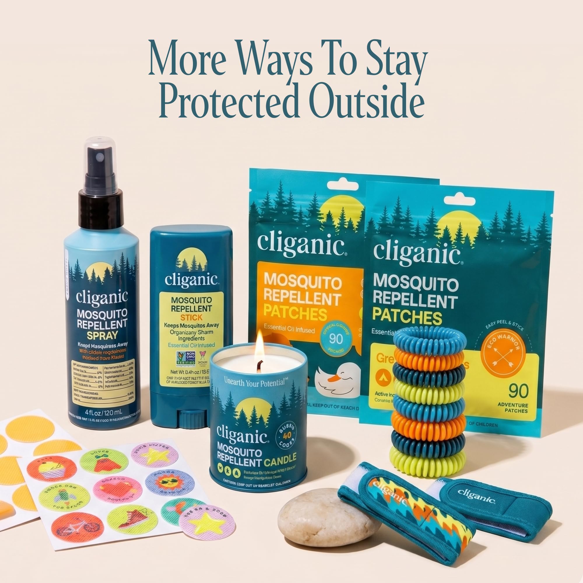 Cliganic Mosquito Repellent Stickers for Kids (90 Pack) - Animal Toddler Patches, Natural DEET-Free, Essential Oil Infused, Insect Repelling Garments
