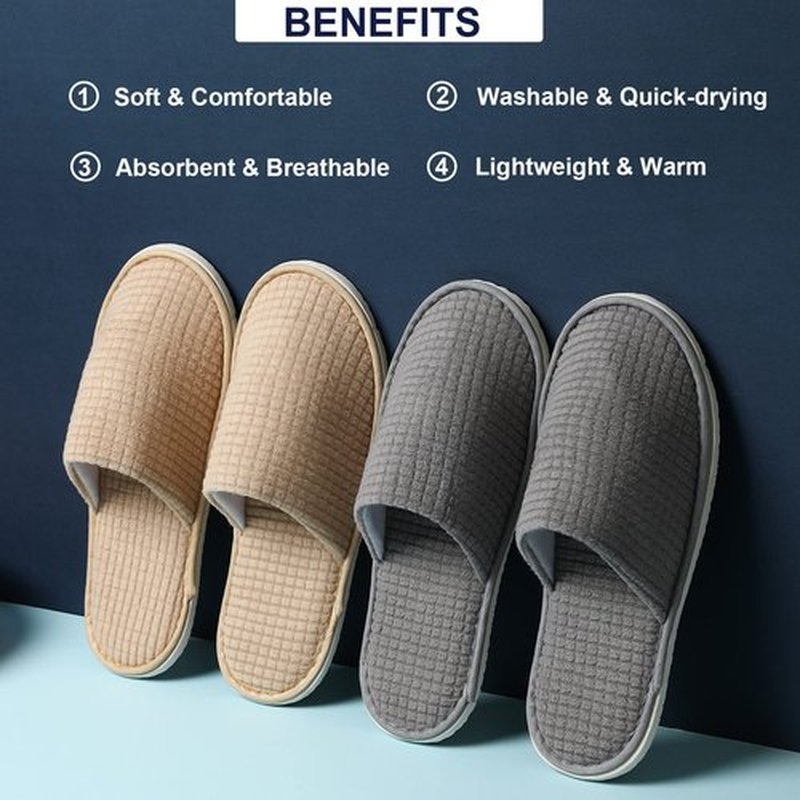 DANORKE 12 Pairs Disposable House Slippers for Guests, Washable Reusable Soft Polar Fleece Spa Slippers, Non-slip Indoor Slippers for Hotel Travel