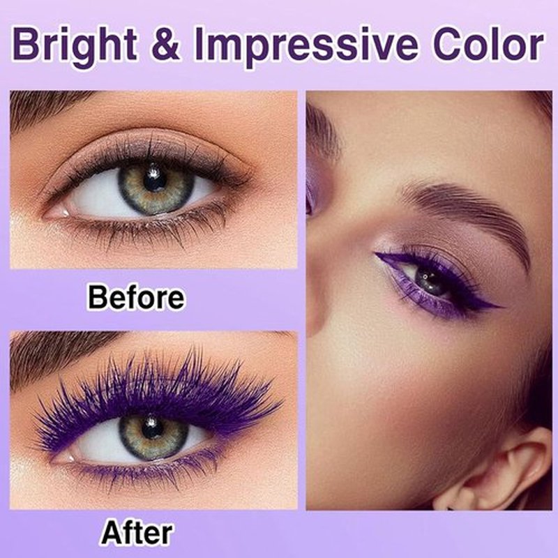 Skiennix Purple Mascara & Eyeliner Set - 5D Volume, Length, Waterproof Formula for All Skin Types